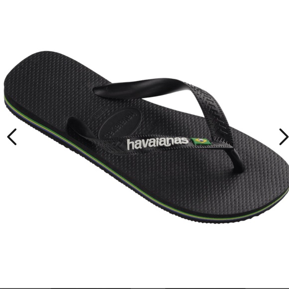 NEW HAVAIANAS Brazil Logo Flip flops in Black - Picture 5 of 5